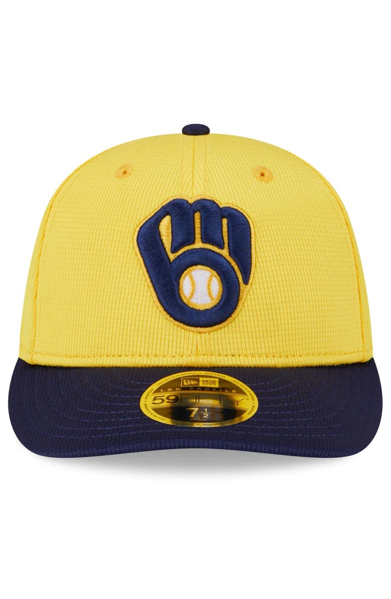 New Era Men's New Era Gold/Navy Milwaukee Brewers 2024 Spring Training Low Profile 59FIFTY Fitted Hat, Alternate, color,