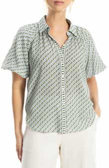 MAX STUDIO Boyfriend Fit Bubble Sleeve Button-Up Shirt