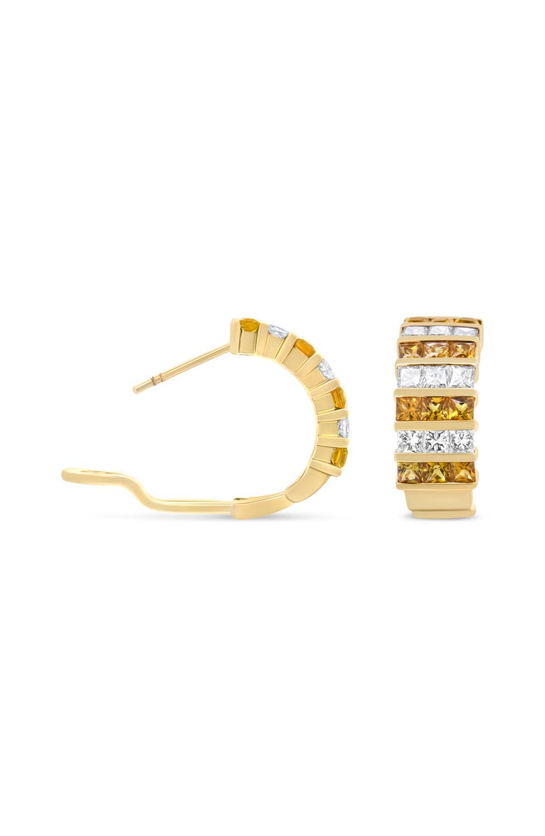 Haus of Brilliance 18K Yellow Gold 1 3/4 Cttw Diamond & Yellow Sapphire Huggie Hoop Earrings, Alternate, color, Yellow