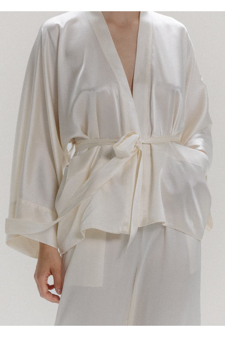 Silk Long Sleeve Jacket, Main, color, Milk White