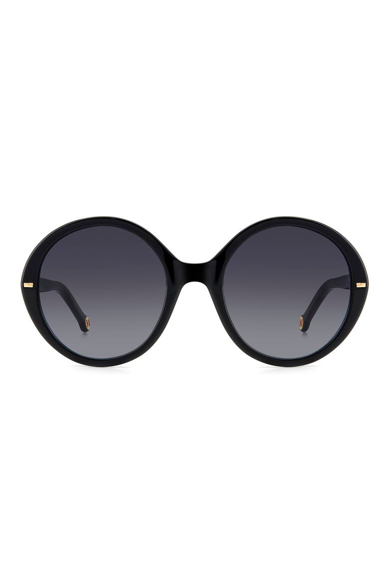 55mm Round Sunglasses, Main, color, BLACK WHITE/ GREY SHADED