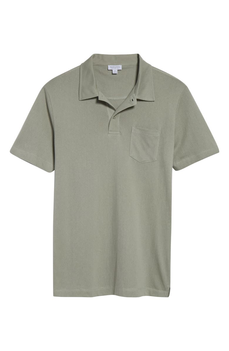 Sunspel Riviera Cotton Piqué Polo, Alternate, color, Pastel Green