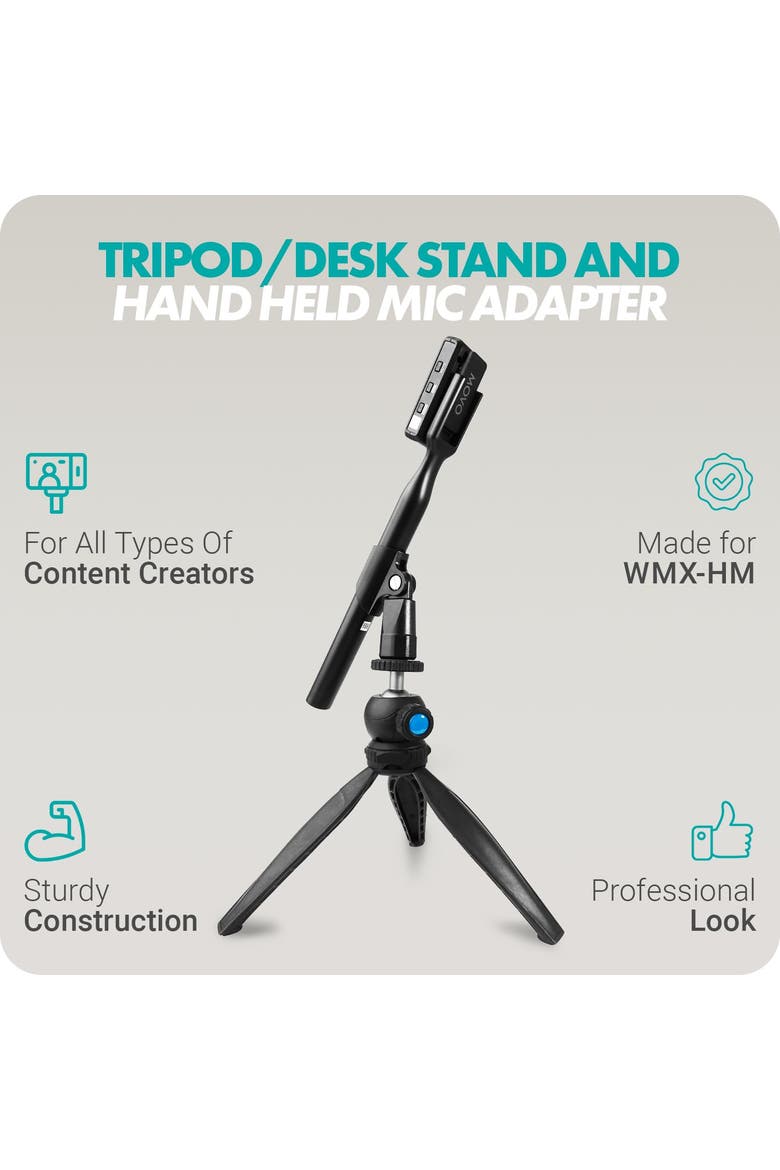 HMT-2 Tabletop Tripod Microphone Stand for WMX-HM and Rode Interview Go, Alternate, color, Black