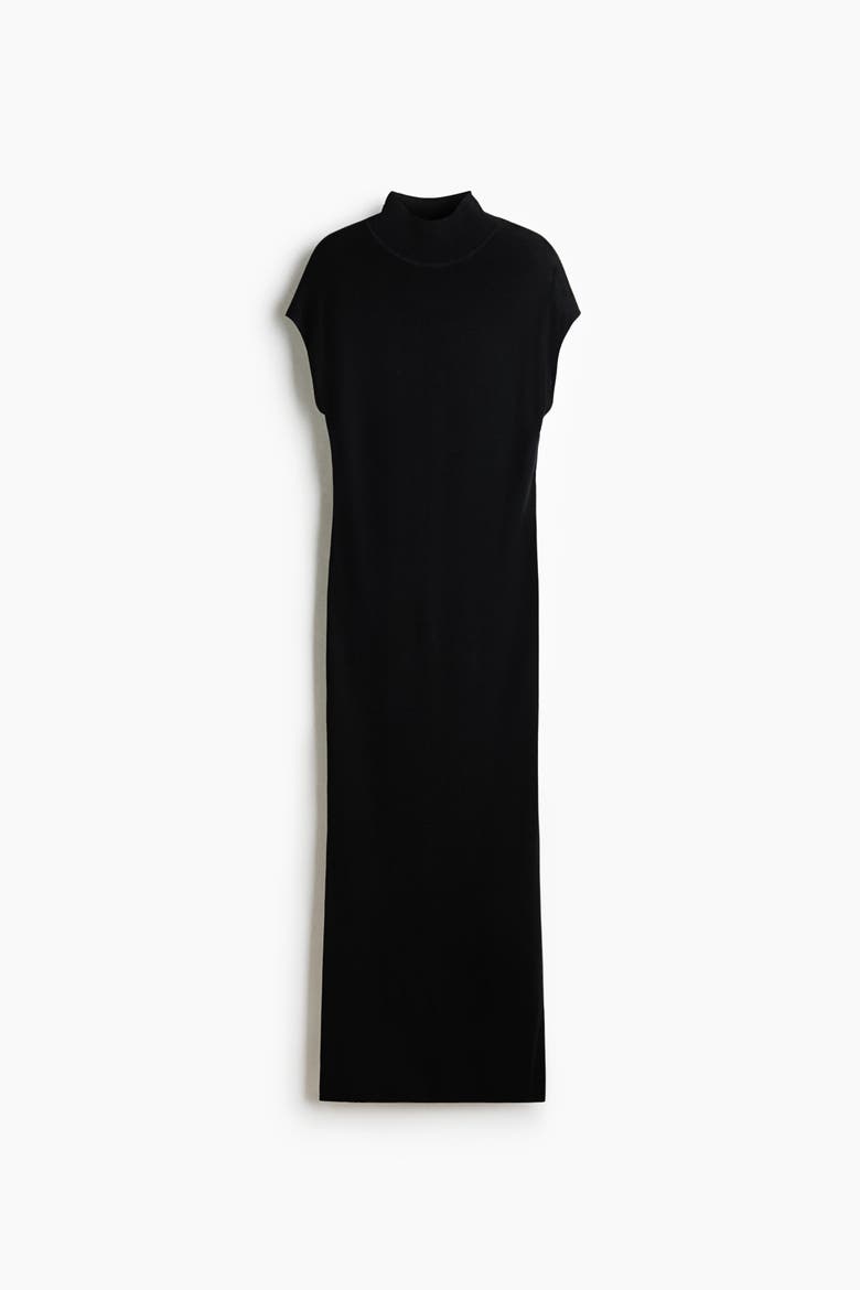 Fine-Knit Mock Turtleneck Dress, Alternate, color, Black