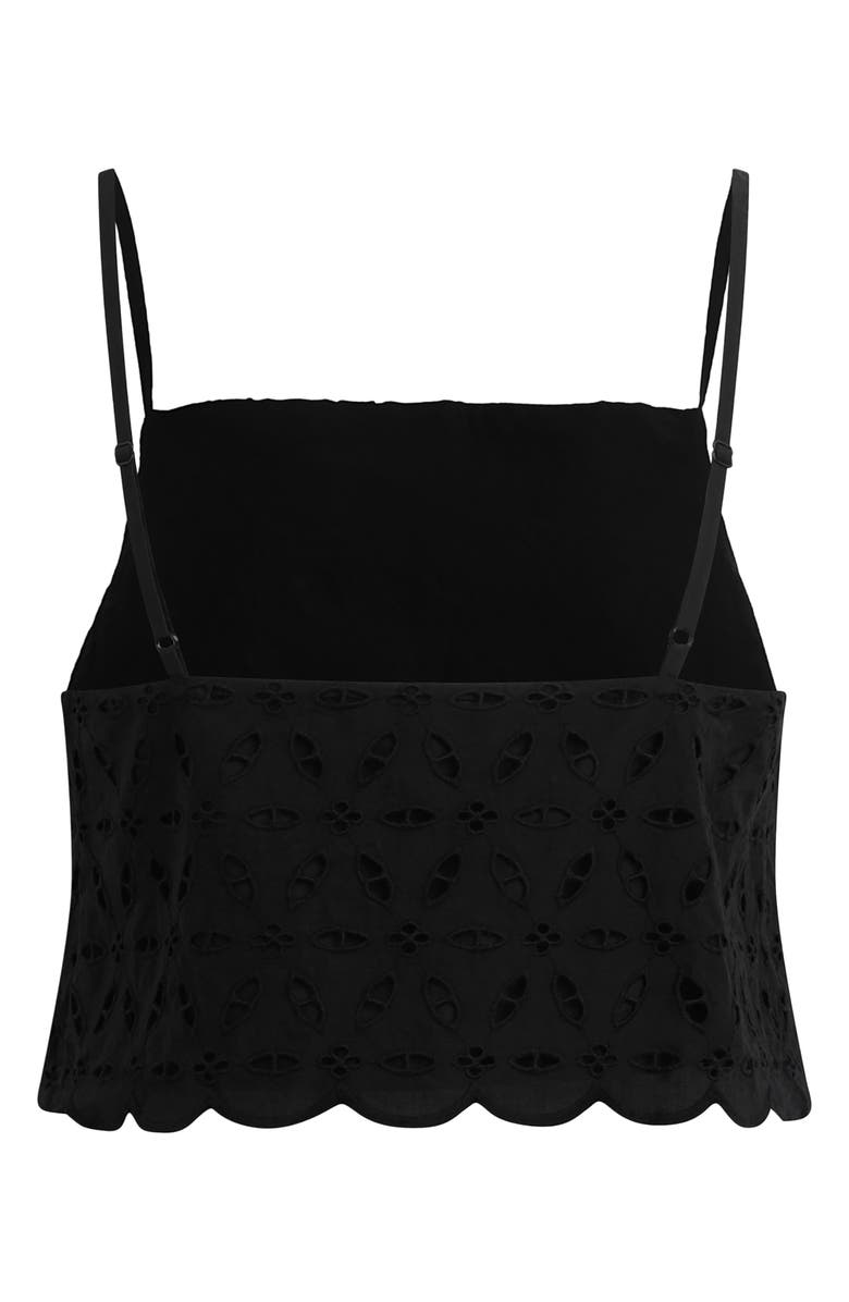 Favorite Daughter The Pretty Please Eyelet Embroidered Cotton Crop Camisole, Alternate, color, Black