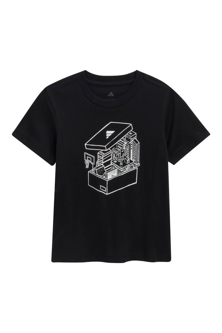 Kids' Shoe Box World Graphic Tee, Main, color, BLACK