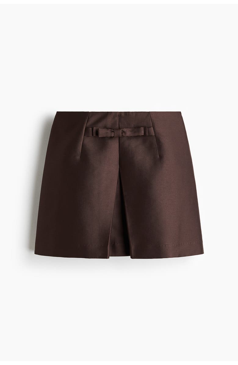H&M Bow-front Mini Skirt, Main, color, Dark Brown