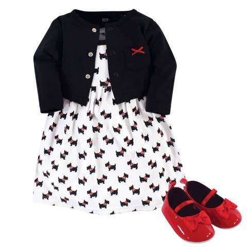 Cotton Dress, Cardigan and Shoe Set (Baby)
