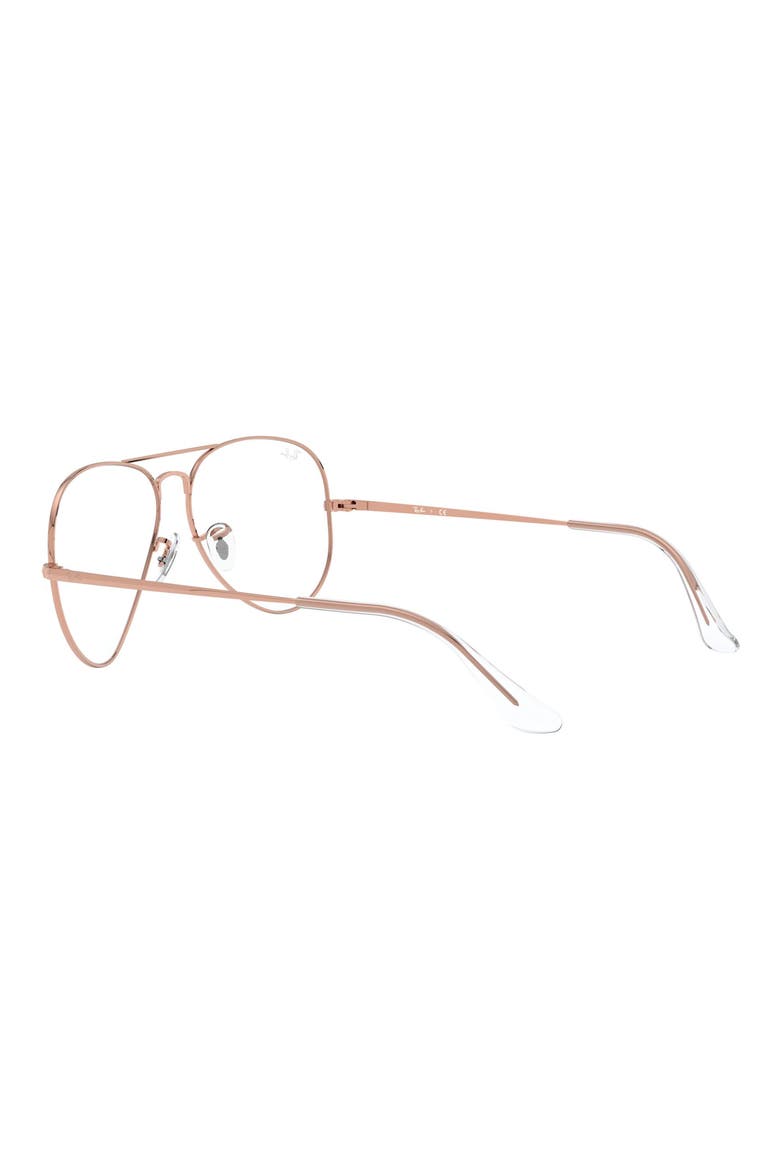 55mm Aviator Optical Glasses, Alternate, color, SHINY ROSE GOLD
