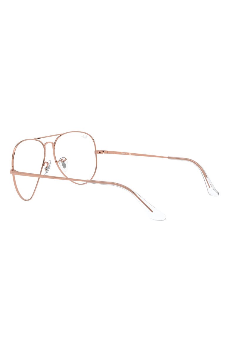 Ray-Ban 55mm Aviator Optical Glasses, Alternate, color, Shiny Rose Gold