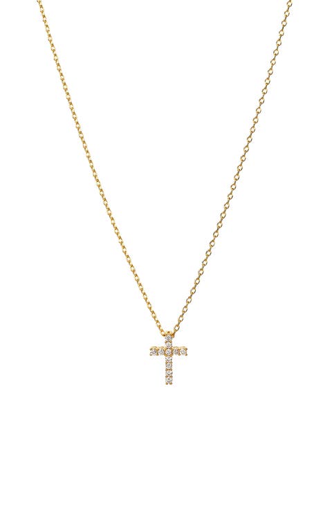 14k Gold Plated Aveline Crystal Cross Necklace Holiday Gift Guide