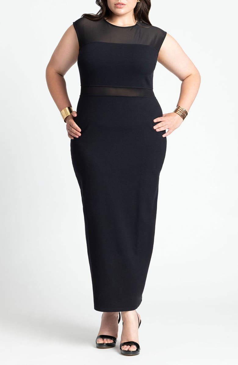 ELOQUII Illusion Mesh Sheath Dress, Main, color, 