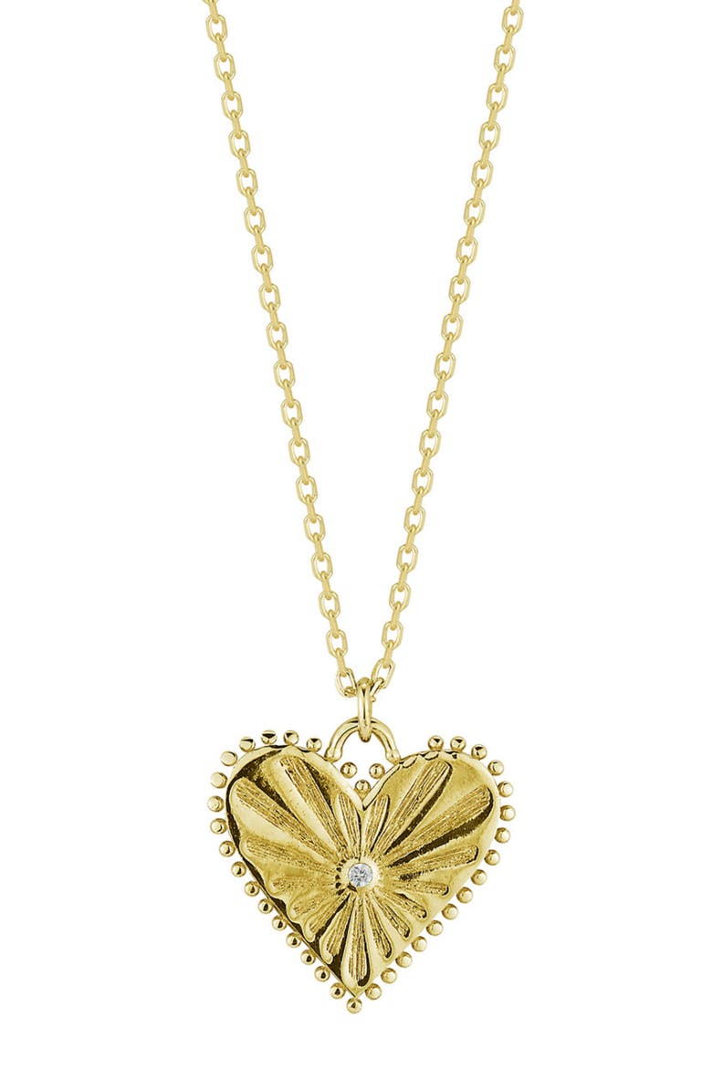 SPHERA MILANO Cubic Zirconia Heart Pendant Necklace, Main, color, Gold