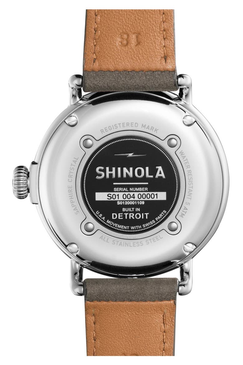 'The Runwell' Leather Strap Watch, 38mm, Alternate, color, HEATHER GREY/ WHITE