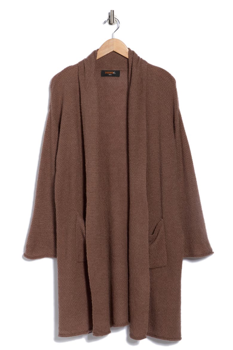 Open Front Sweater Cardigan, Alternate, color, MOCHA