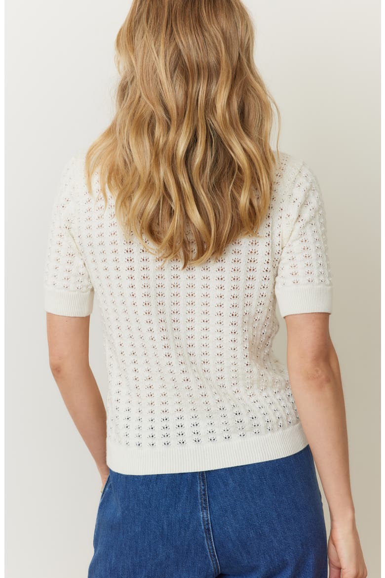Piper Pointelle Stitch Cotton Button-Up Shirt, Alternate, color, CREAM