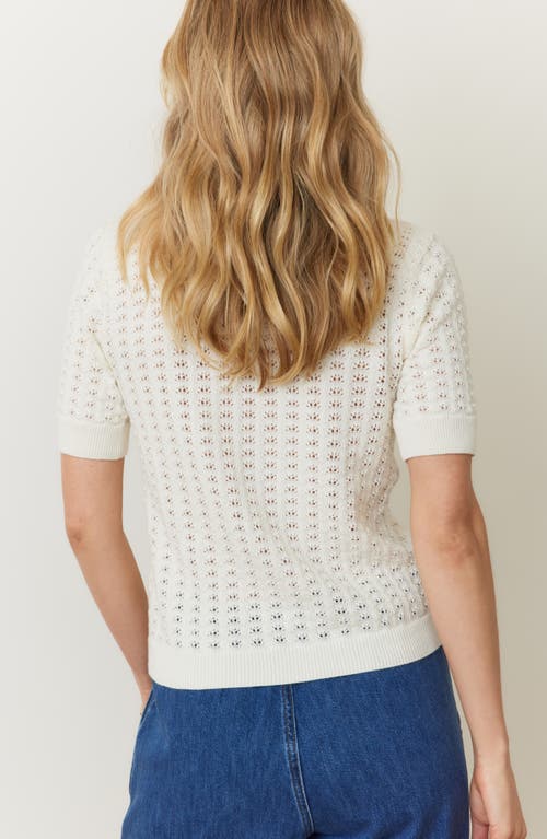 Marine Layer Piper Pointelle Stitch Cotton Button-up Shirt In Cream