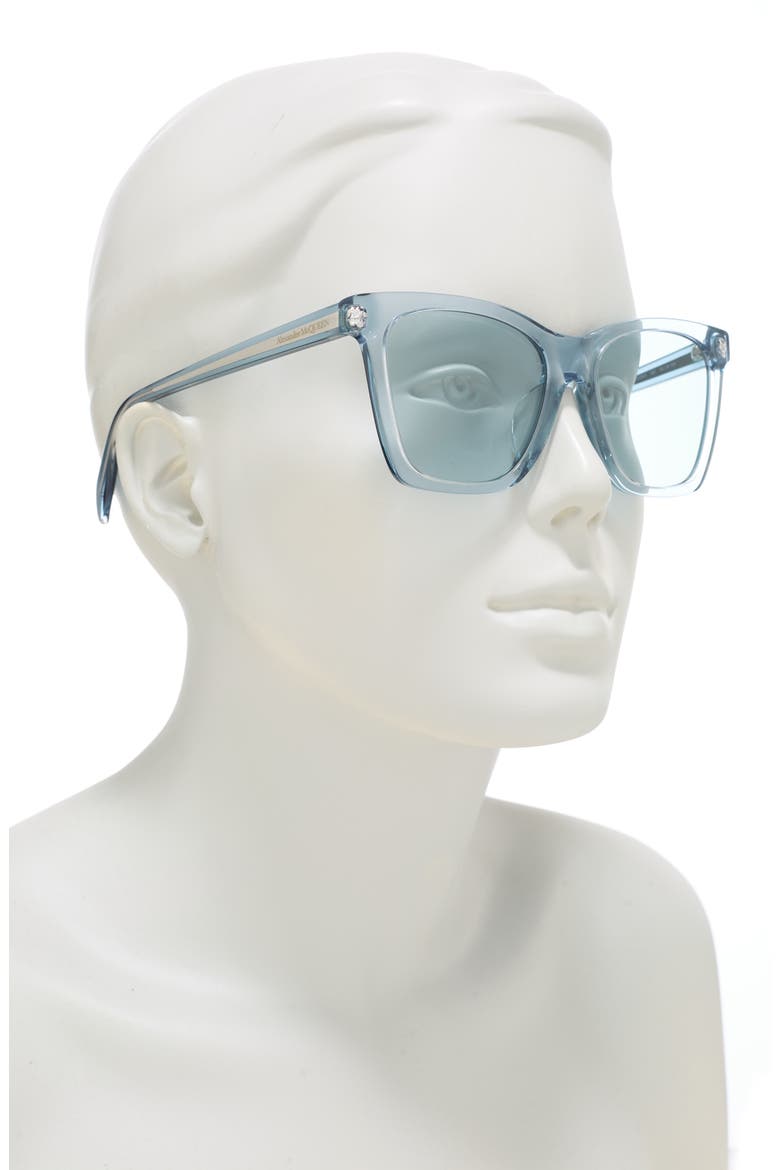 Alexander McQueen 54mm Square Sunglasses, Alternate, color, LIGHT BLUE