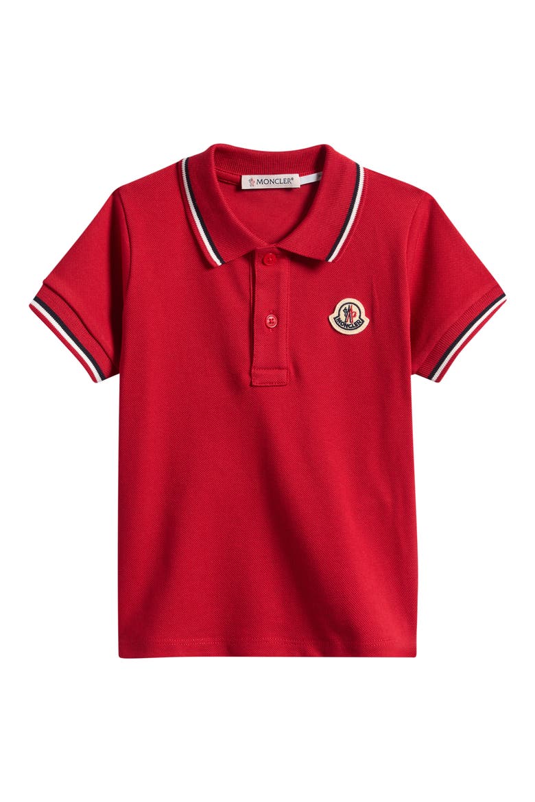 Kids' Tipped Stretch Cotton Piqué Polo, Main, color, RED