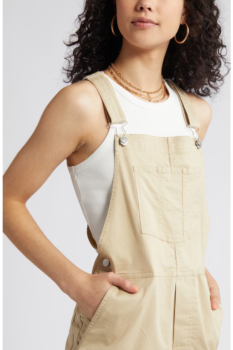 Twill Short Overalls, Alternate, color, TAN SAFARI