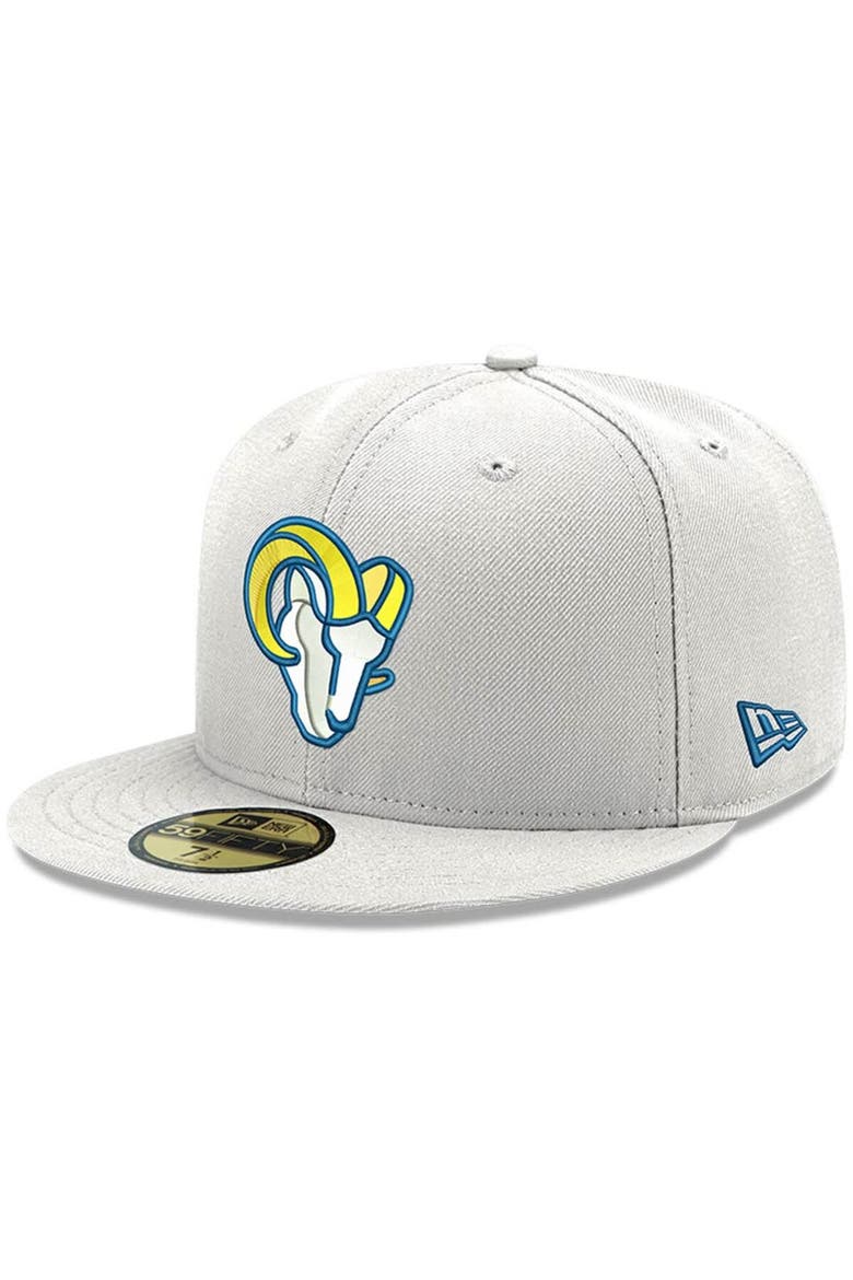 Men's New Era White Los Angeles Rams Omaha Ram Head 59FIFTY Fitted Hat, Main, color, White