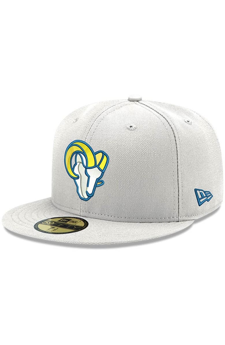 New Era Men's New Era White Los Angeles Rams Omaha Ram Head 59FIFTY Fitted Hat, Main, color, White