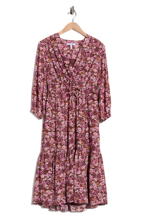 Elsa Printed Long Sleeve Midi Dress