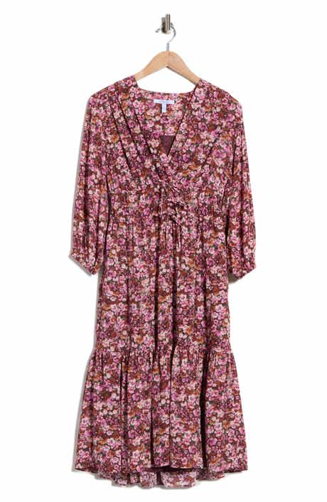 Elsa Printed Long Sleeve Midi Dress