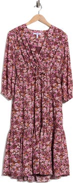 Derek Lam 10 Crosby Elsa Printed Long Sleeve Midi Dress