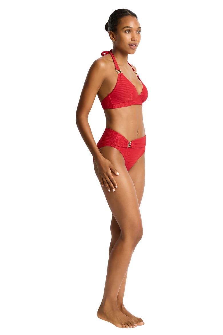 Luminara Mid Rise Bikini Bottoms, Alternate, color, RUBY