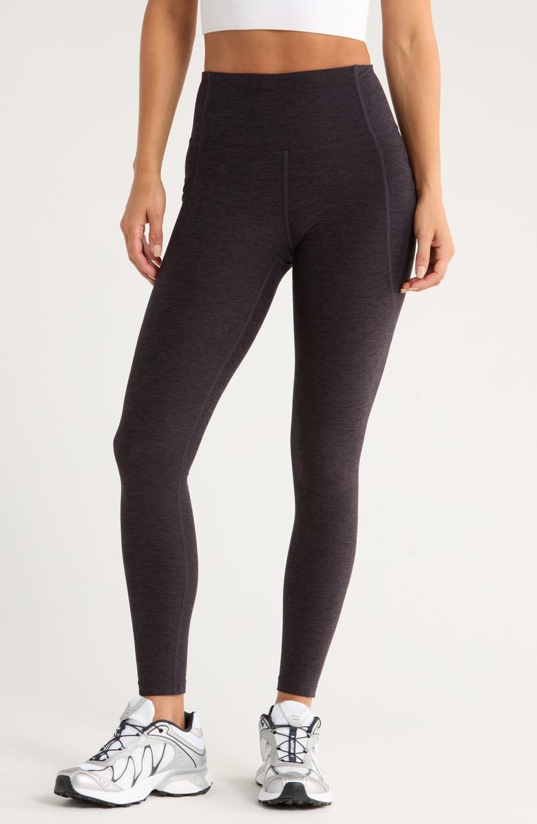 Zella Renew High Waist Pocket Leggings, Main, color, Black Melange