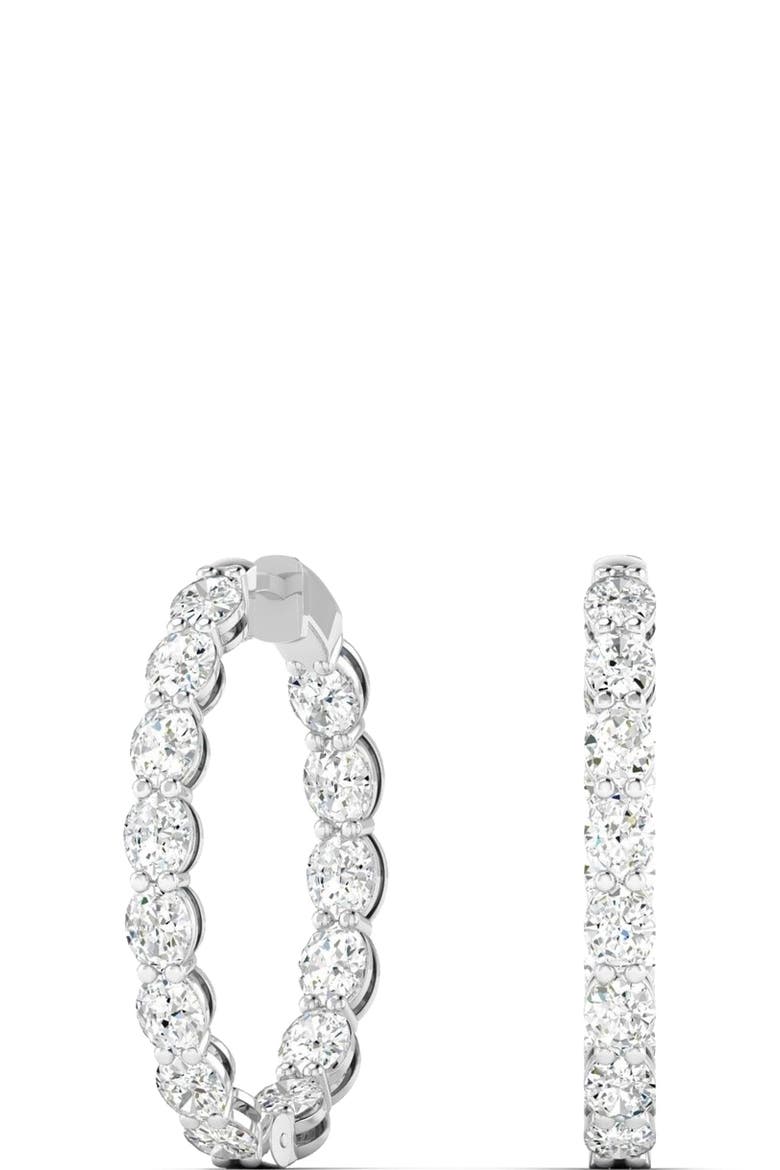 Double Oval Lab Diamond Hoop Earrings in 14K, Alternate, color, White Gold