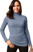 Jessica London Ribbed Cotton Turtleneck Sweater