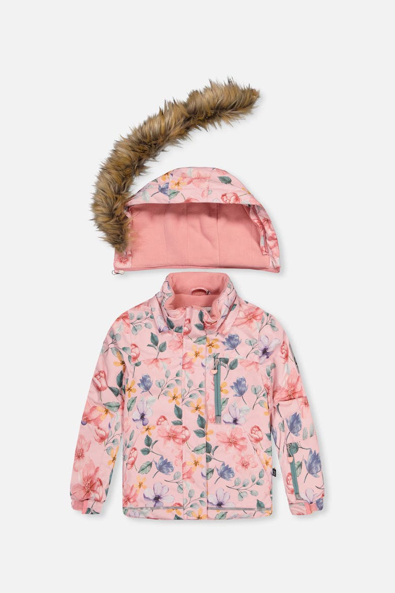 Play Vintage Floral Jacket & Reinforced Pants Two Piece Snowsuit, Alternate, color, Pink Flower Print