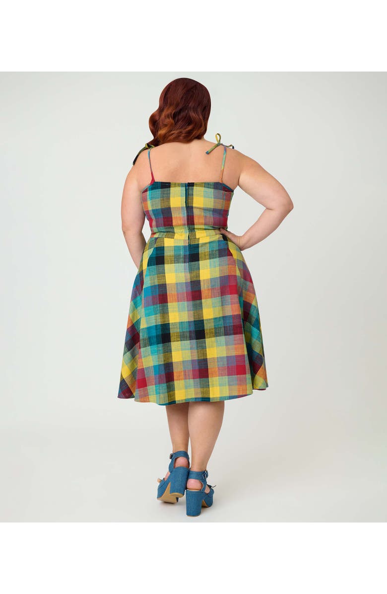Unique Vintage Plus Size 1950s Bobbie Swing Dress, Alternate, color, Green Multi Plaid