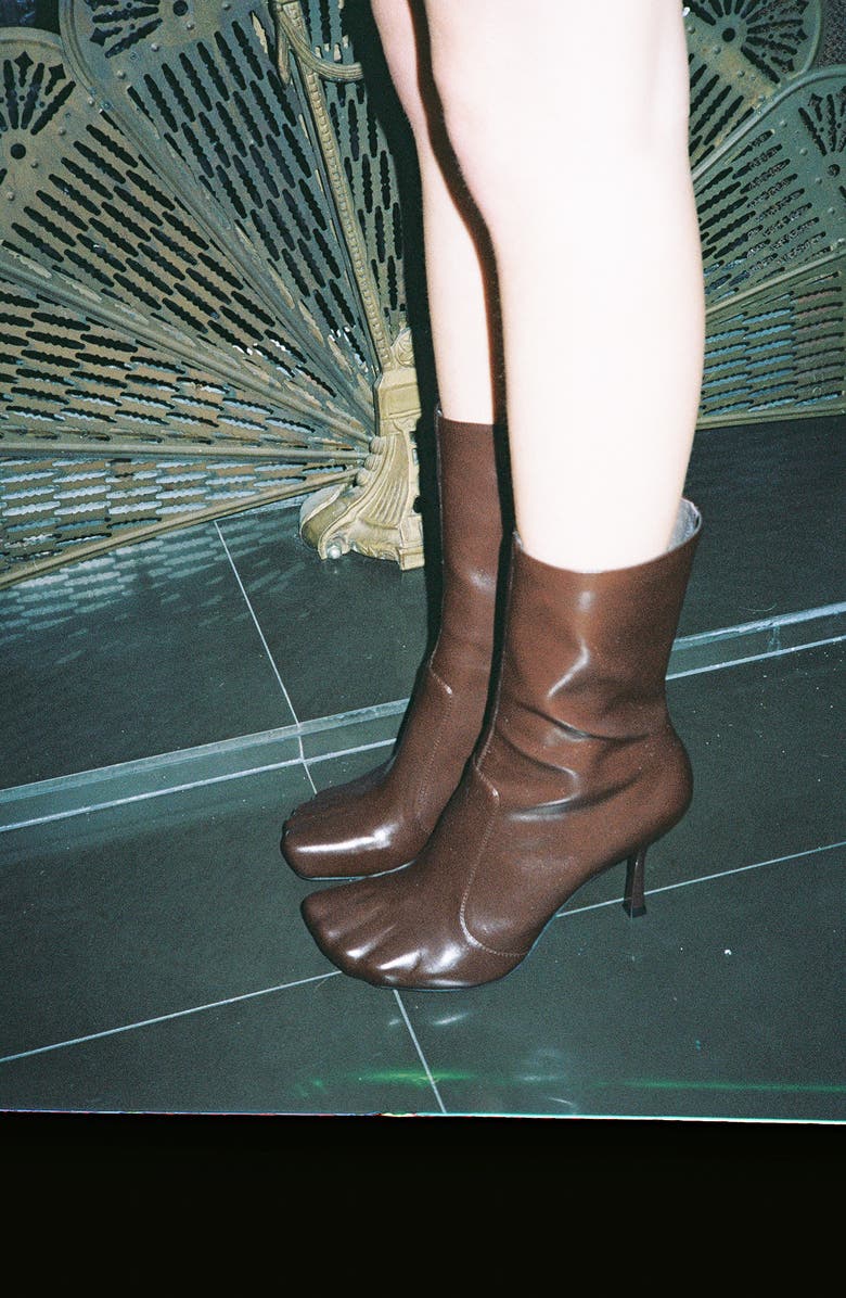 Jeffrey Campbell Visionary Stiletto Boot, Alternate, color, Brown Shiny