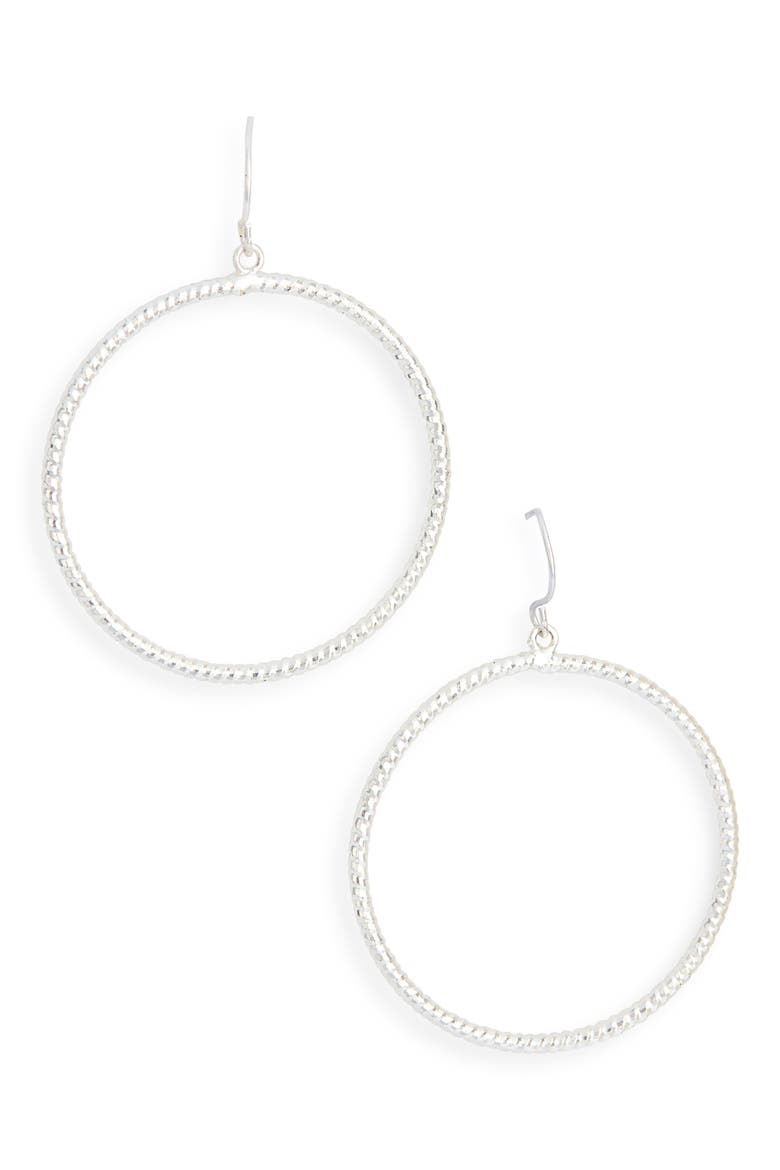 Twisted Hoop Earrings, Main, color, SILVER