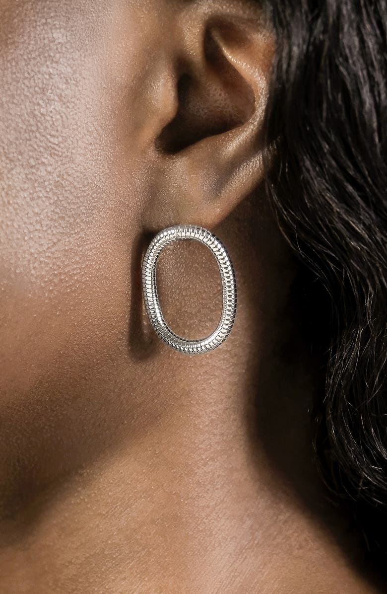 Sterling Forever Indigo Snake Chain Frontal Hoop Earrings, Alternate, color, Silver