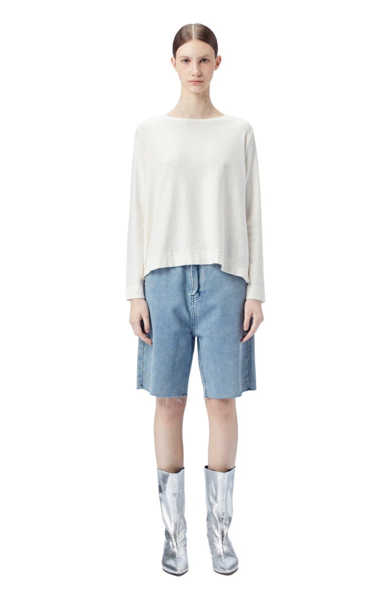 GOBI Mongolian Cashmere Boatneck Cotton Silk Cashmere Blend Sweater, Main, color, Whisper White