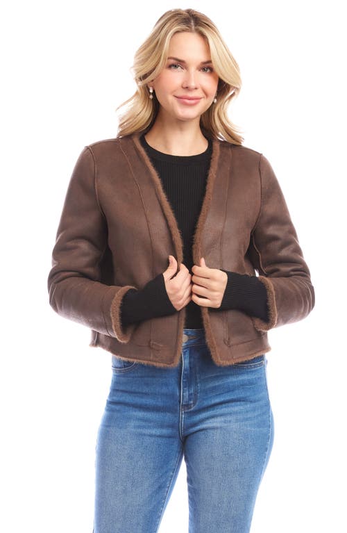Karen Kane Reversible Faux Suede & Faux Shearling Jacket In Brown