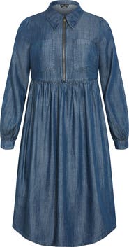 City Chic Brayden Long Sleeve Denim Dress