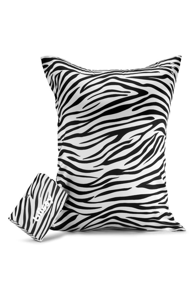 BLISSY Mulberry Silk Pillowcase, Alternate, color, Zebra