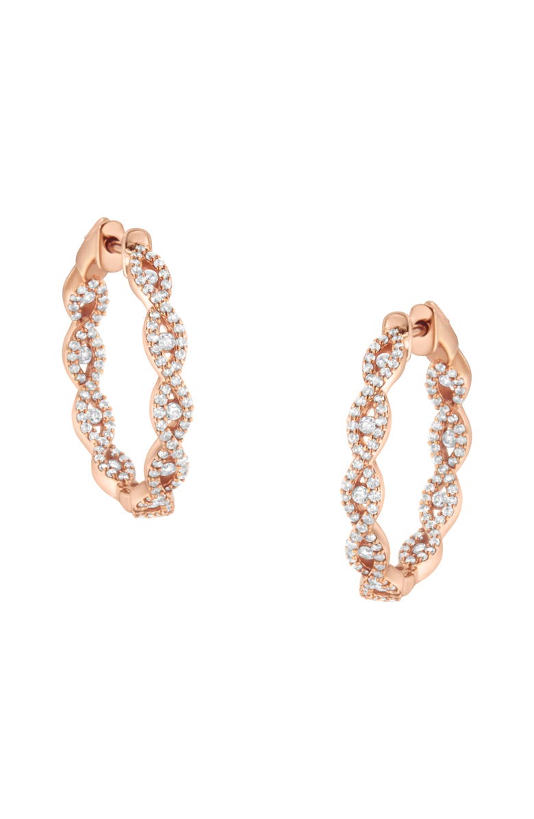 Haus of Brilliance 10K Rose Gold 1 cttw Diamond Hoop Earring, Main, color, Pink
