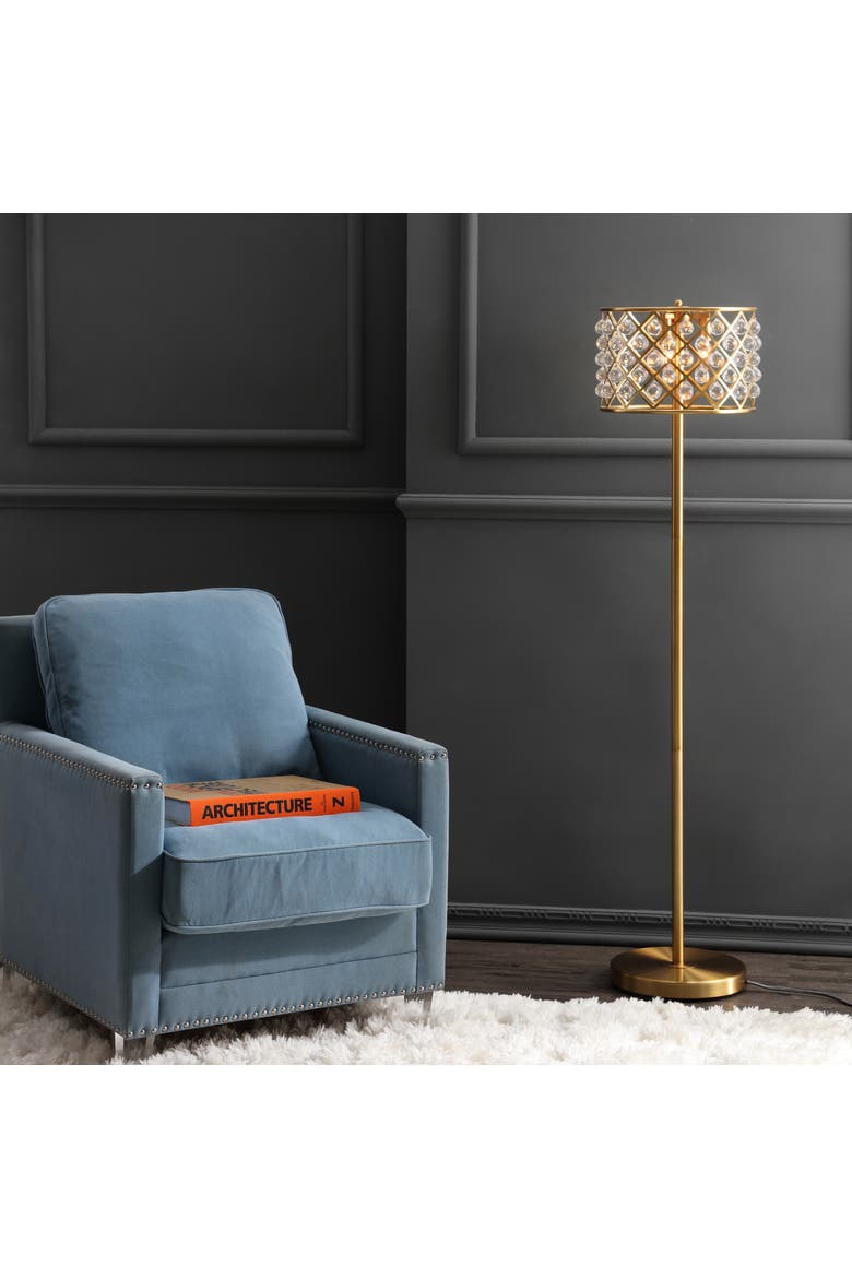 Elizabeth 60" Crystal/Metal LED Floor Lamp, Alternate, color, Brass Gold