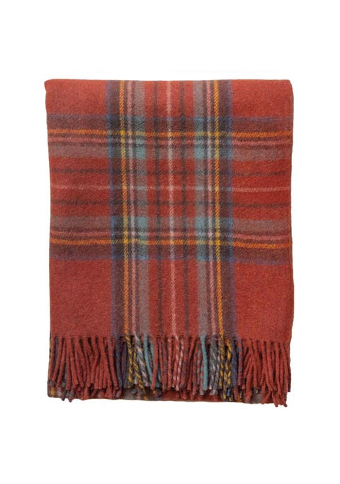 Recycled Wool Tartan Throw Blanket
