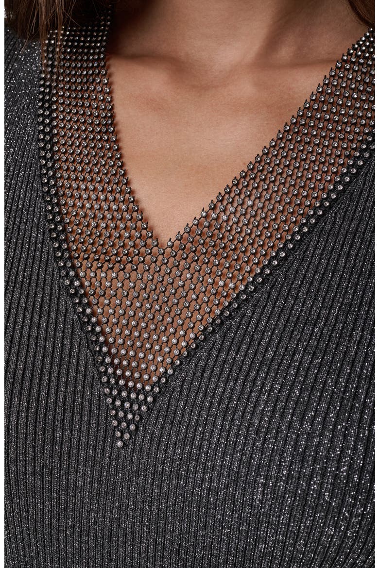 Crystal Embellished Metallic Sweater, Alternate, color, ASPHALT HT