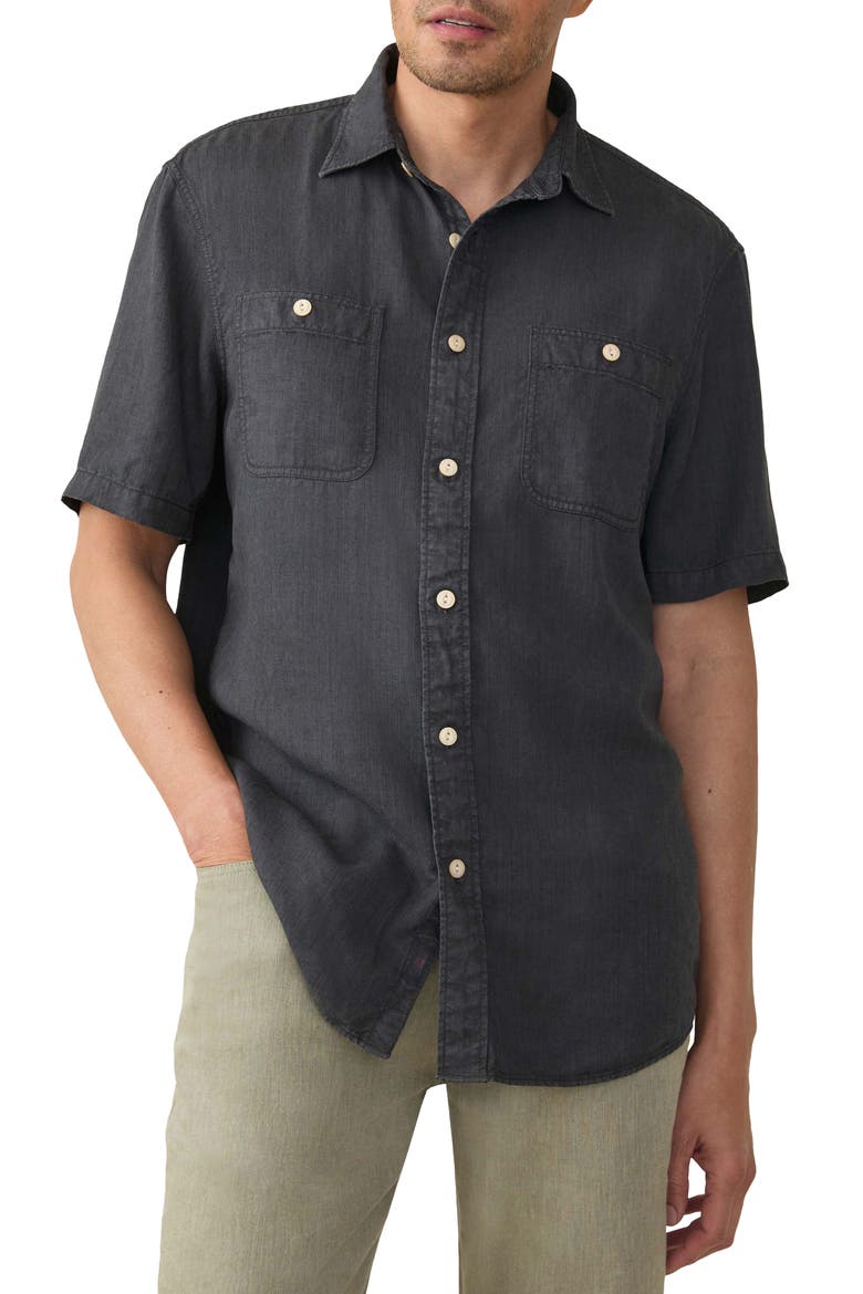 The Tried & True Chambray Short Sleeve Button-Up Shirt, Main, color, DURANGO BLACK