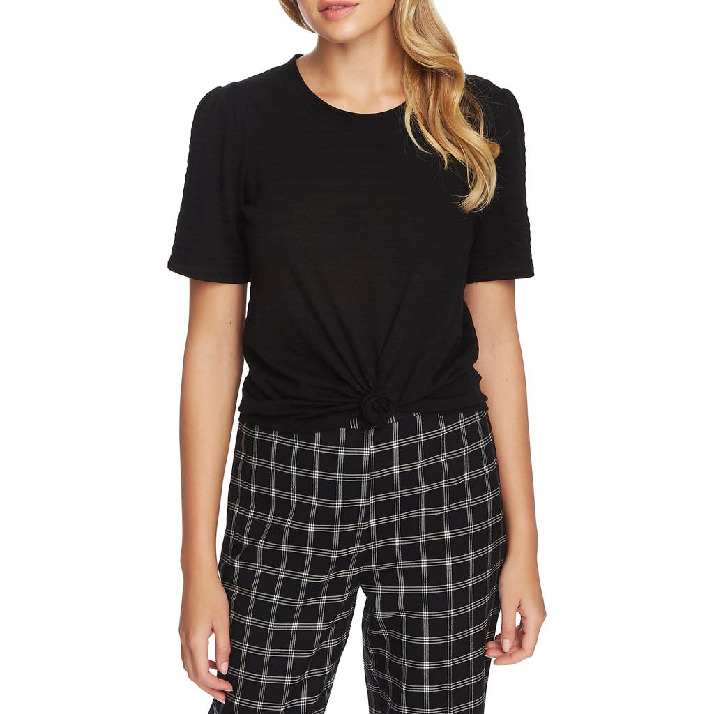 1.STATE Textured Puff Sleeve Top in Rich Black