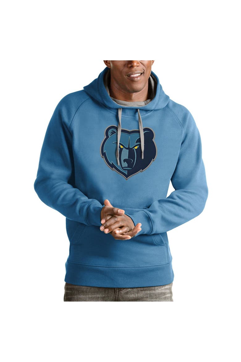 Men's Antigua Light Blue Memphis Grizzlies Team Logo Victory Pullover Hoodie, Main, color, Light Blue