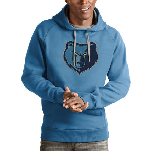 Men's Antigua Light Blue Memphis Grizzlies Team Logo Victory Pullover Hoodie